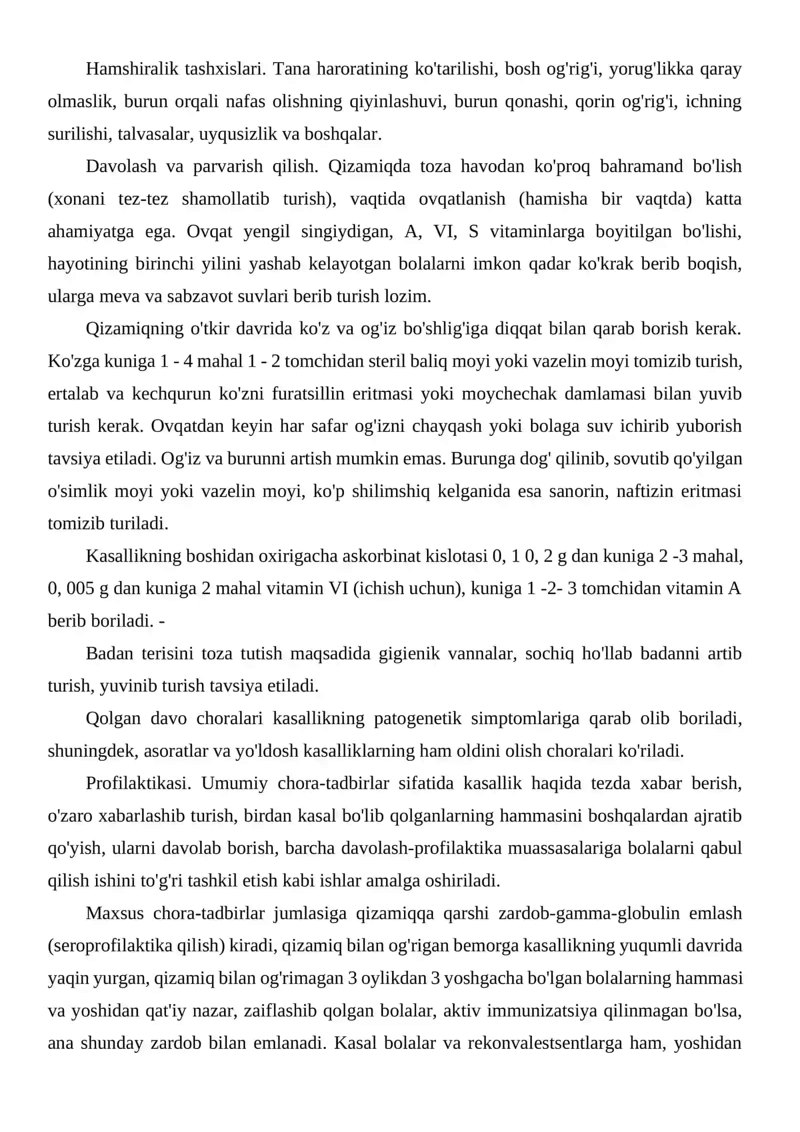 Qizamiq. Suvchechak. Skarlatina. Ko’kyo’tal. Difteriya (bo’g’ma). Yuqumli mononukleoz kasalligi 4