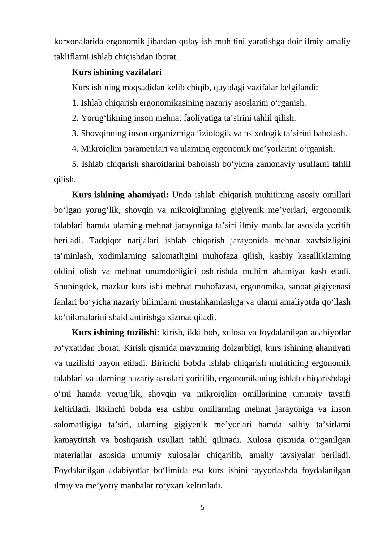 ISHLAB CHIQARISHDA YORUG'LIK, SHOVQIN VA MIKROIQLIMNING ERGONOMIK TALABLARI 4