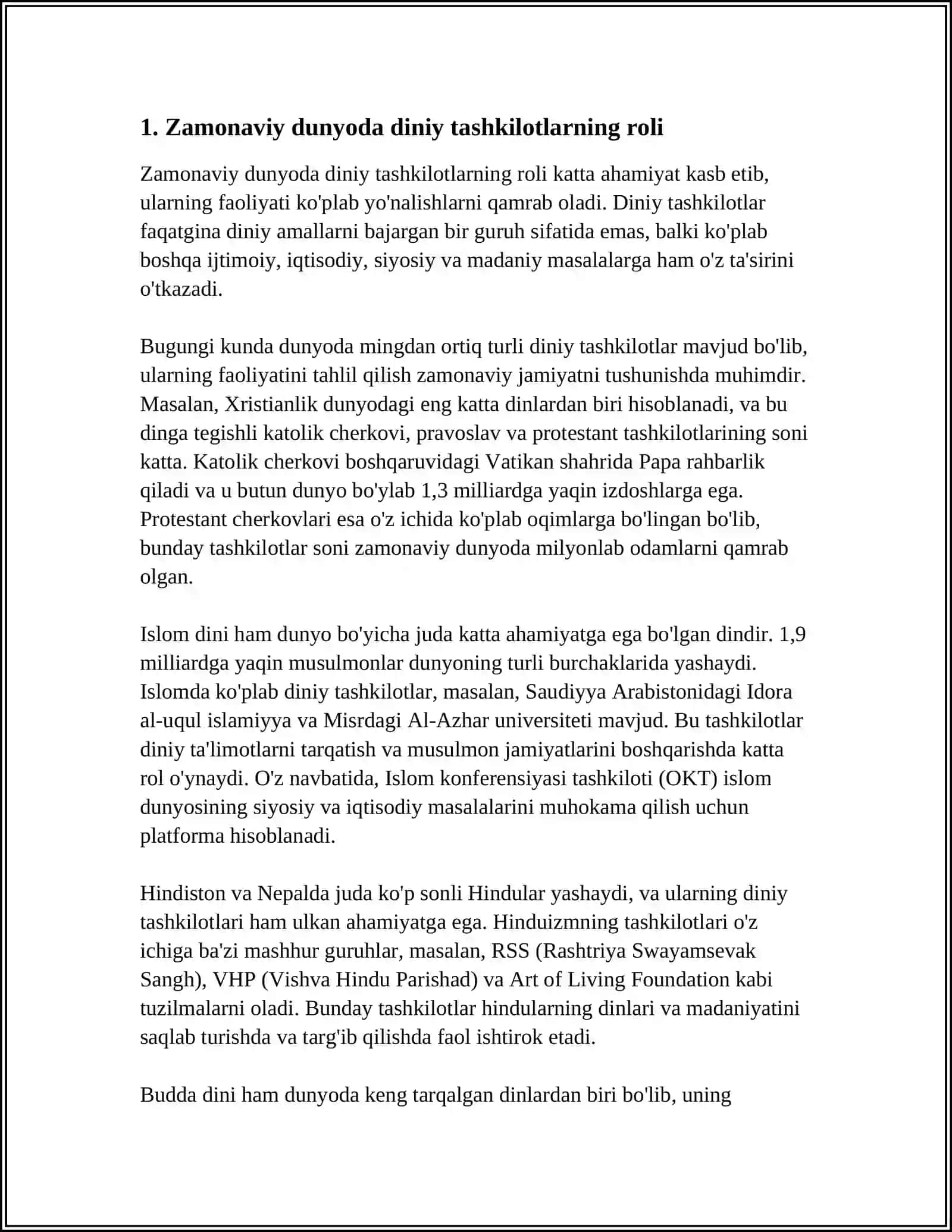 DINIY TASHKILOTLARNING ZAMONAVIY DUNYOVIY MEʼYORLARIGA MOSLASHUVINING AHAMIYATI 4