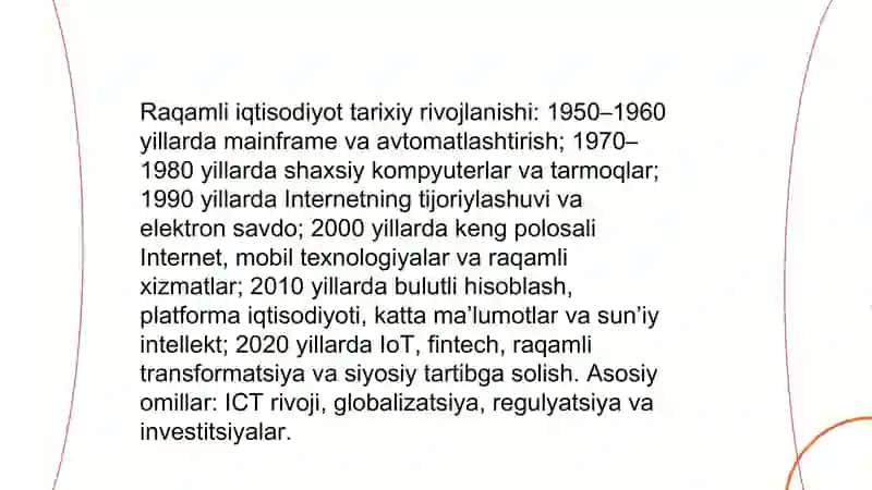 Raqamli iqtisodiyotning shakllanishi va uning nazariy asoslari 4
