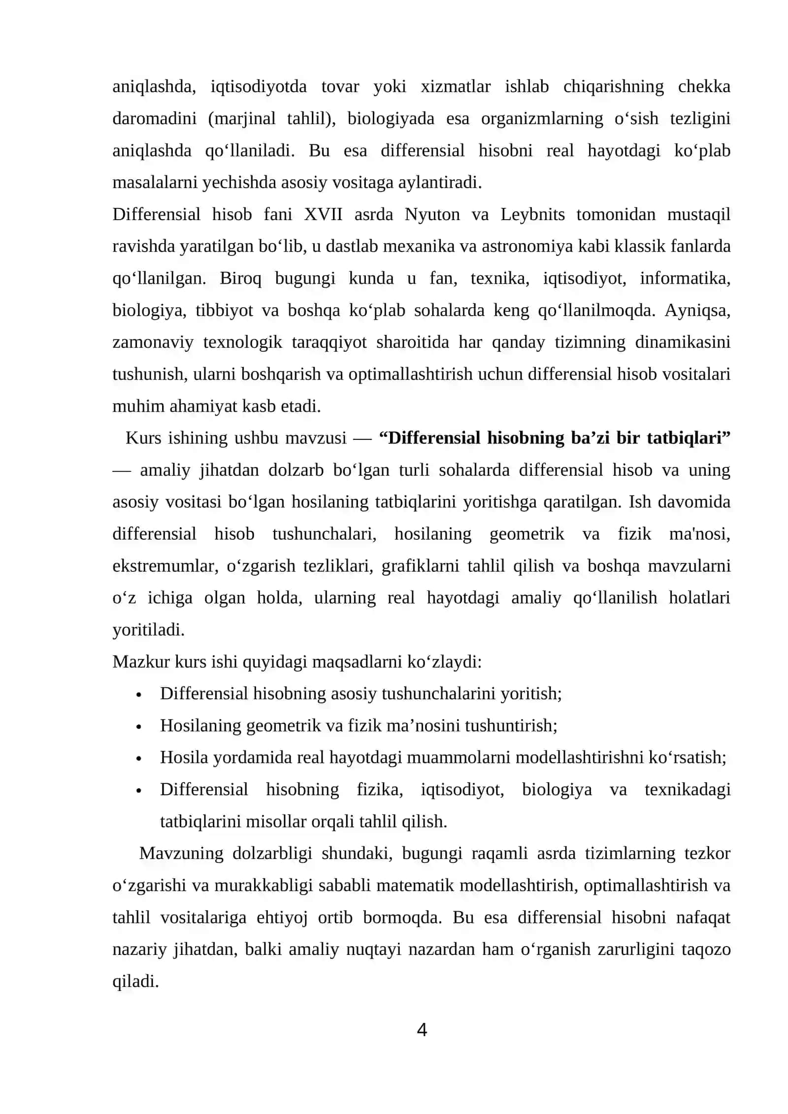 Differensial hisobning ba'zi bir tatbiqlari 4