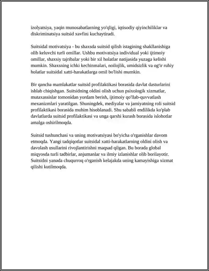 SUITSIDNING SHAKLLANISH KONTSEPSIUASI SUIDSIDAL MATIVATSIYA 4