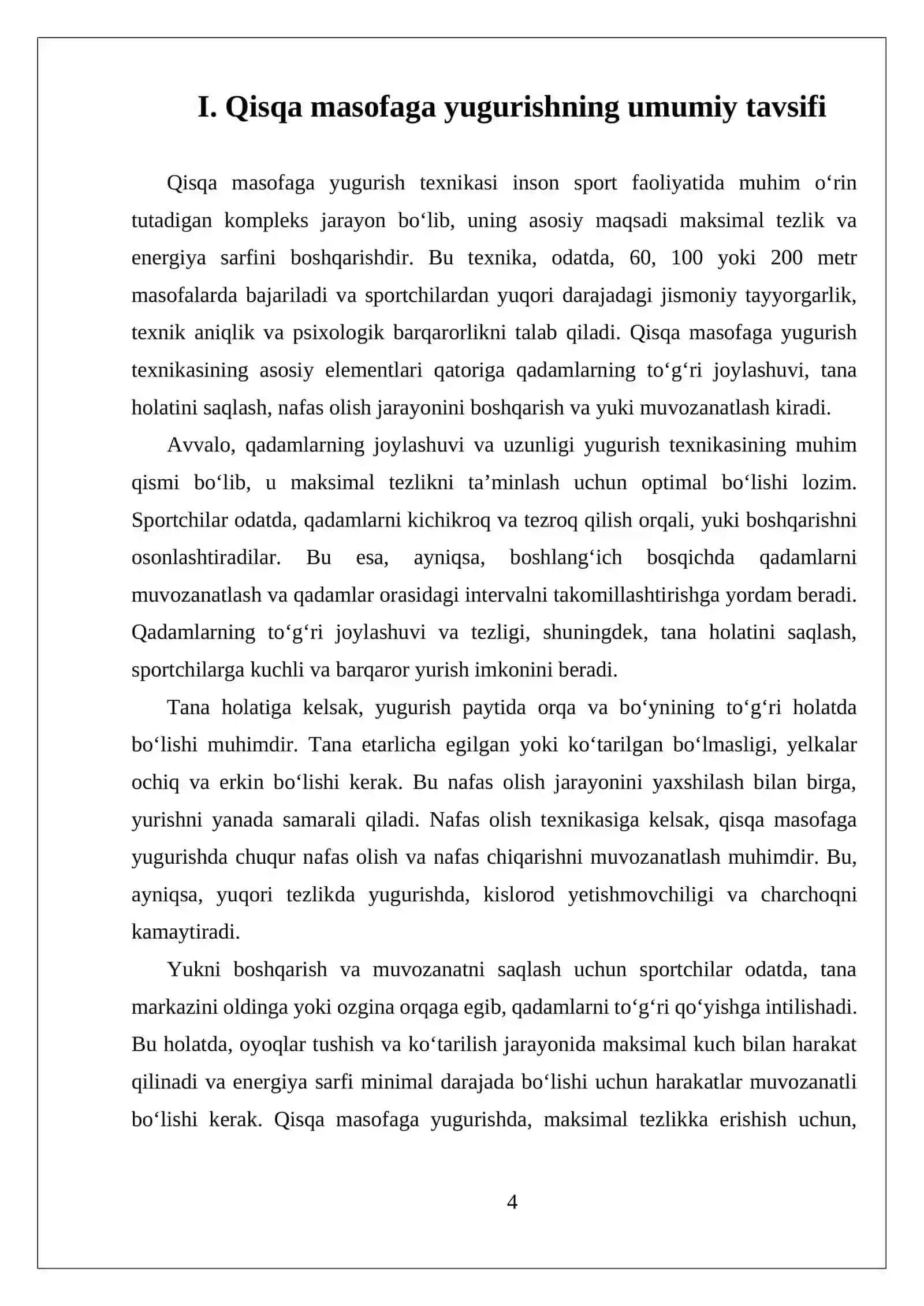 Qisqa masofaga yugurish texnikasi 4