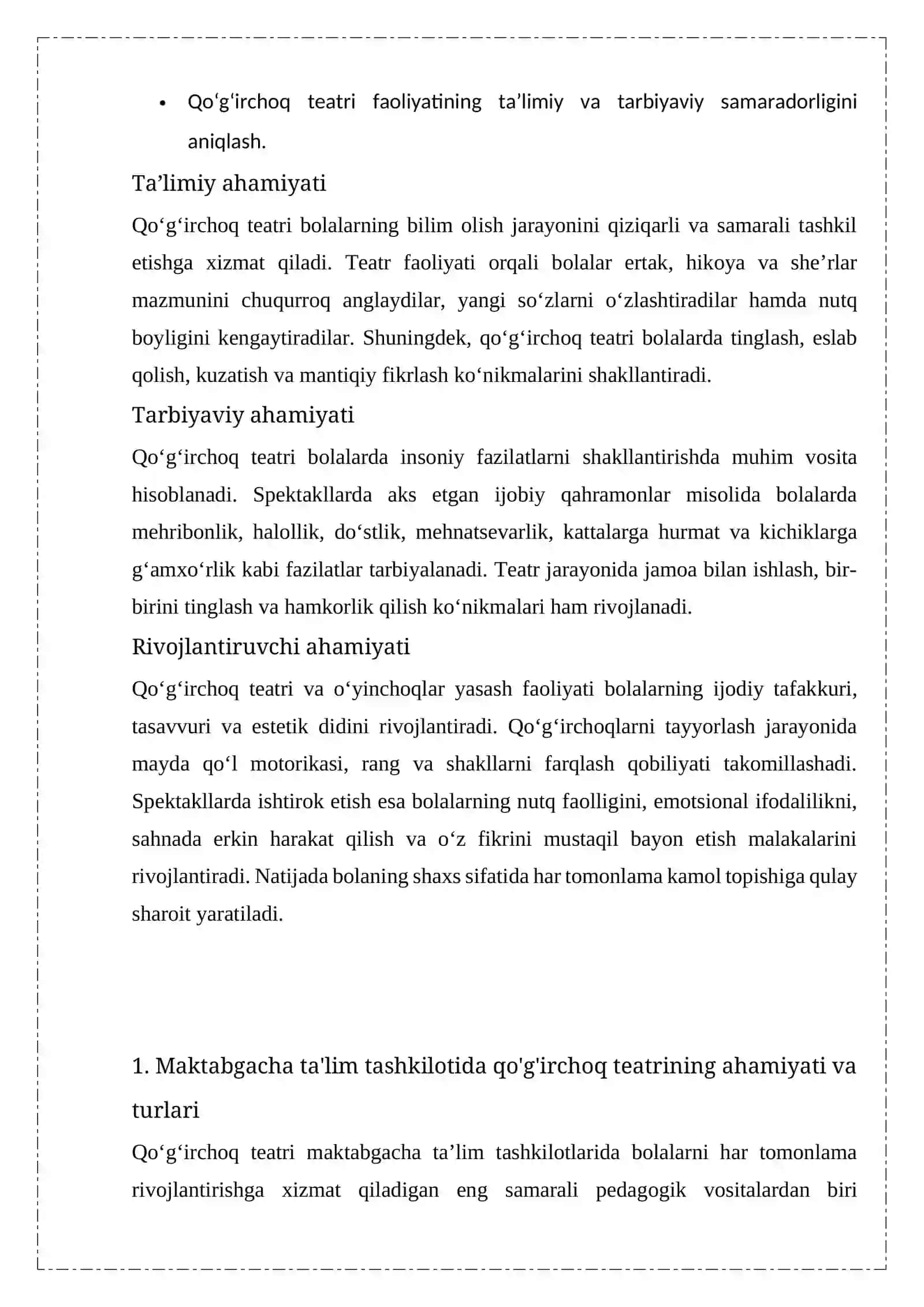 Maktabgacha ta'lim tashkilotida qo'g'irchoq teatr turlarini tashkil etish va o'yinchoqlar 4