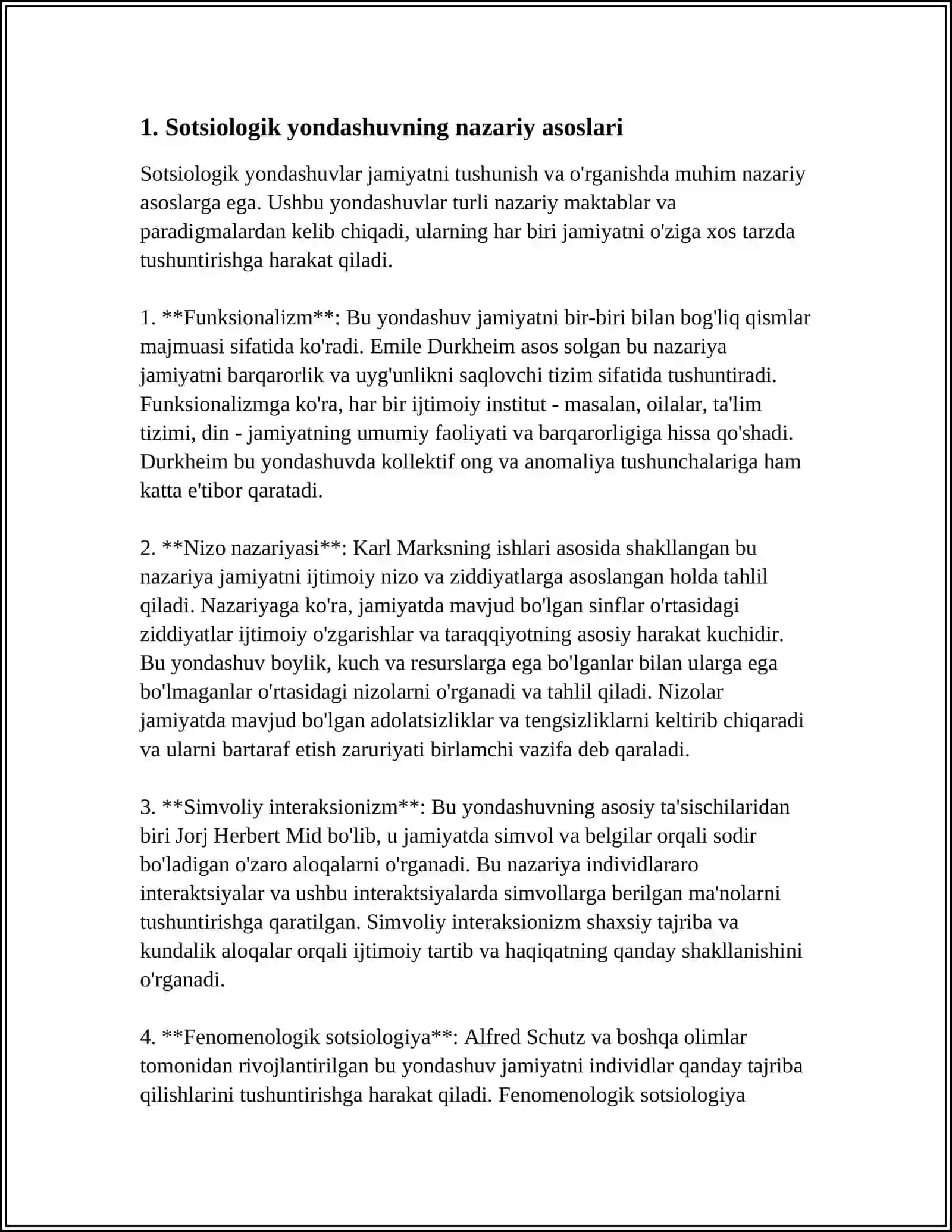 SIYOSIY HODISA VA JARAYONLARNI OʻRGANISHDA SOTSIOLOGIK YONDASHUVNING OʼZIGA XOSLIGI 4