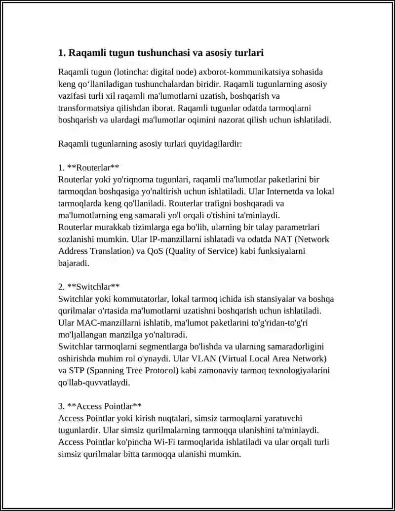 Raqamli tugun tushunchasi va asosiy turlari 4