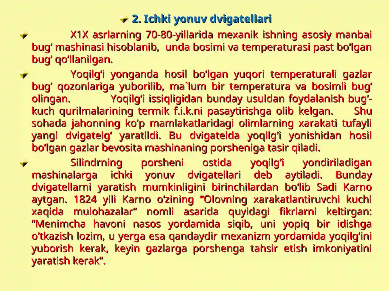 Gaz turbina qurilmalari. Issiqlik kuch qurilmalari. Ichki yonuv dvigatellari, bug’ turbina qurilmalari va reaktiv dvigatellar 4