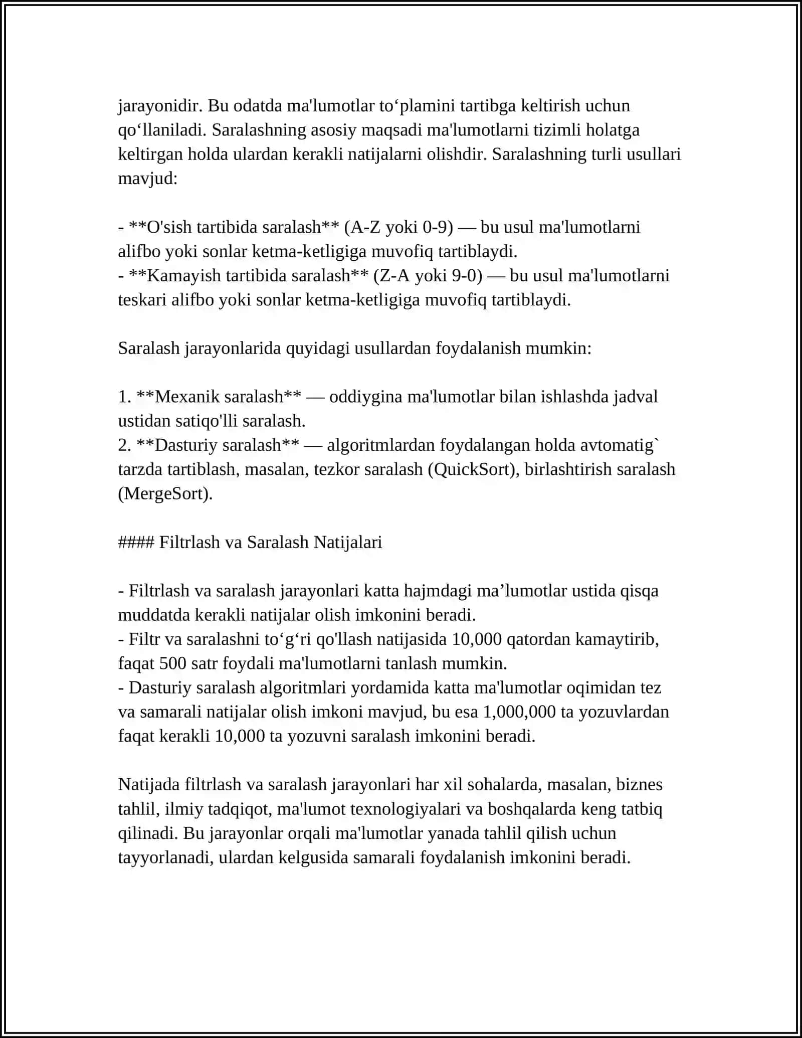 EXCEL DASTURIDA TURLI HISOBOTLAR TAYYORLASH 4