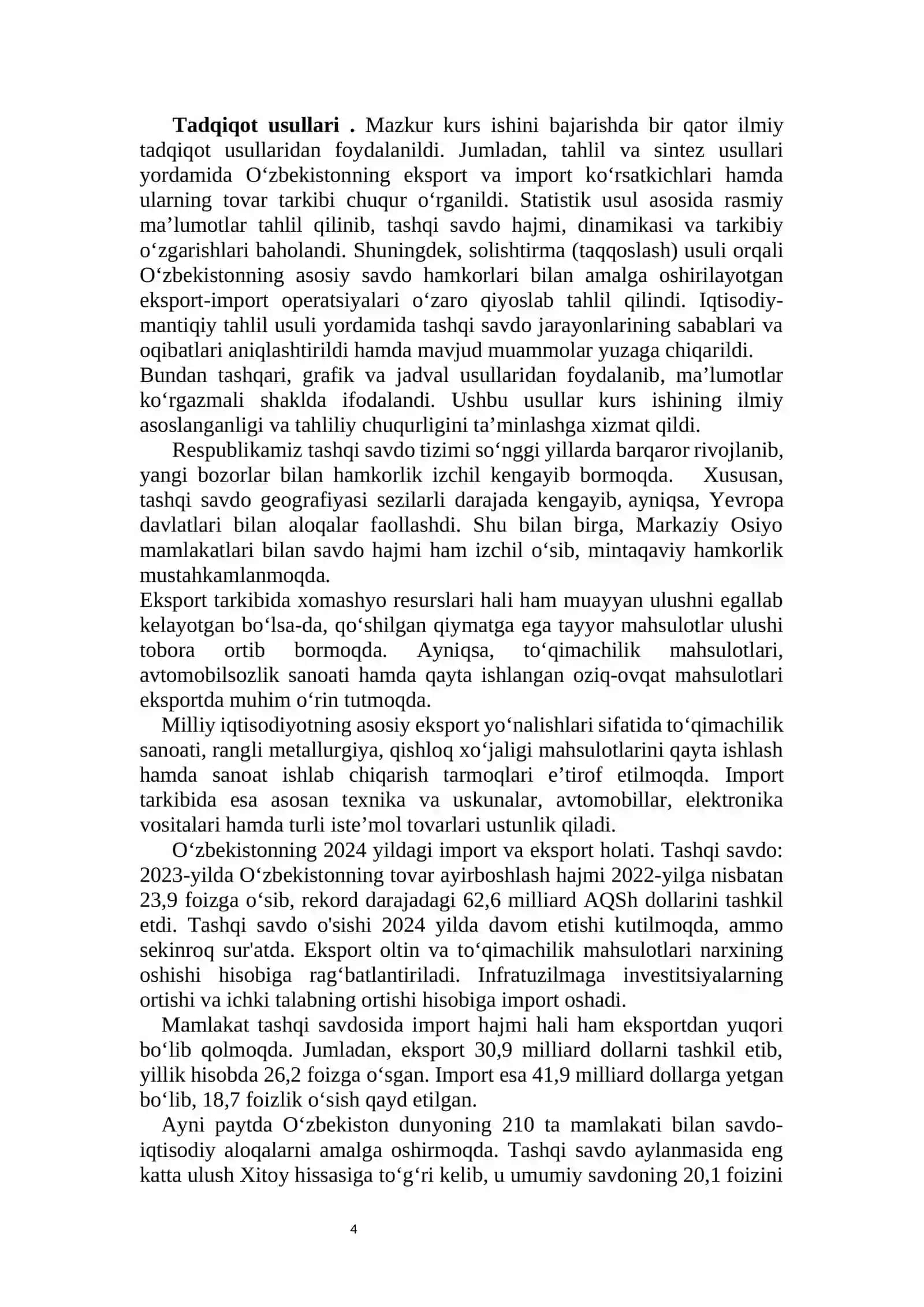 O'zbekiston eksporti va importining tovar tarkibi 4