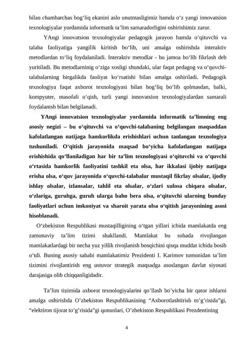 Informatika fanida "Sanoq sistemalari" mavzusini o'qitish metodikasi 4