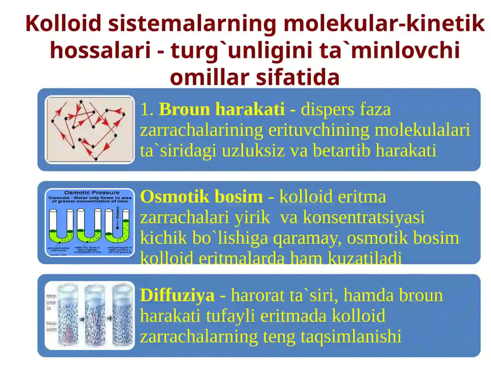 KOLLOID DISPERS SISTEMALARNING SPETSIFIK HOSSALARI, KOLLOID SISTEMALARNING TUREG`UNLIGINI O`RGANISH 4