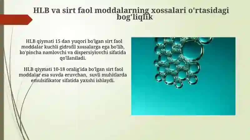 Kolloid sirt faol moddalarning gidrofil-lipofil muvozanati tushunchasi 4