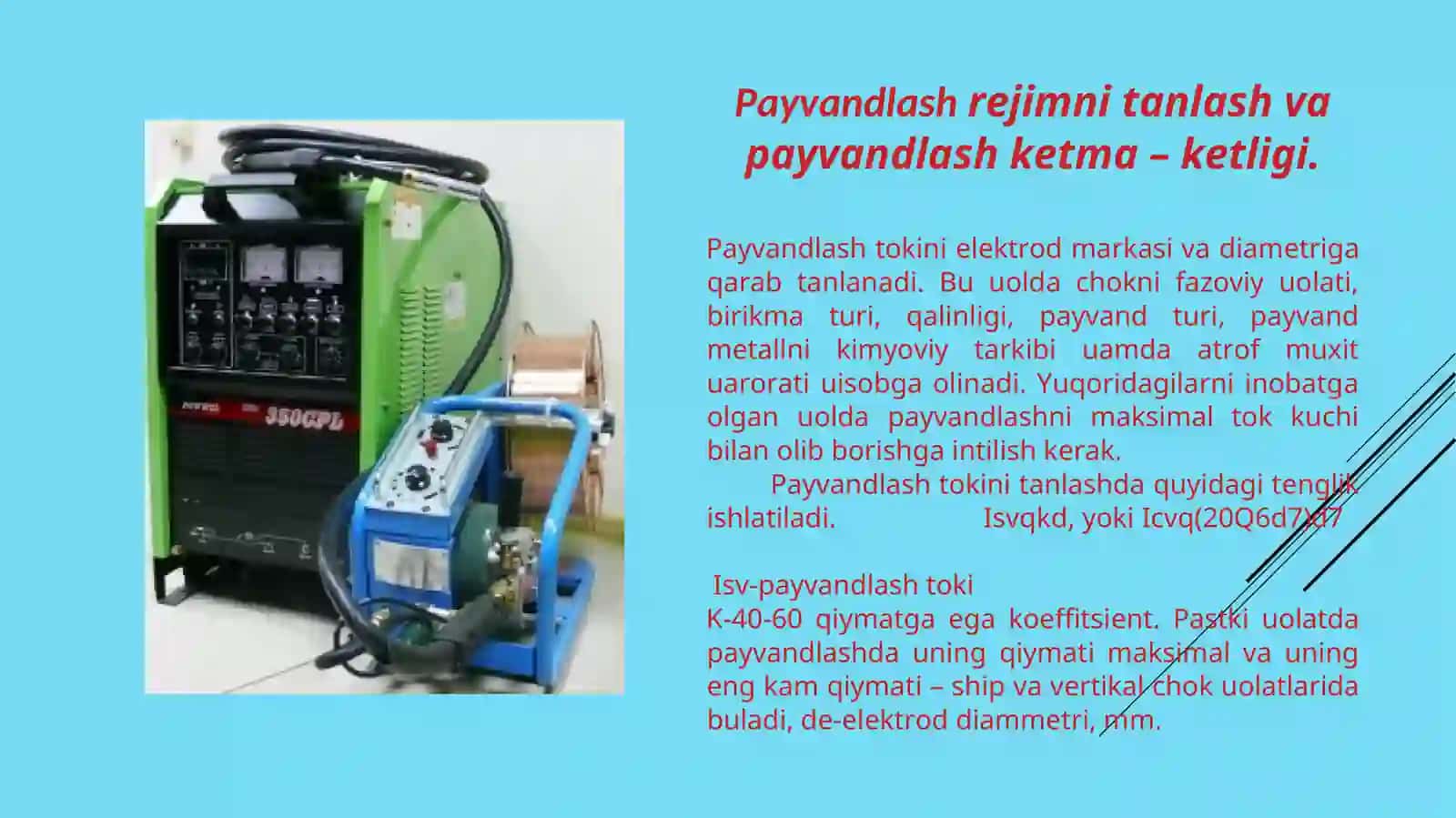Payvandlash rejimini tanlash va payvandlash ketma ketligi 4