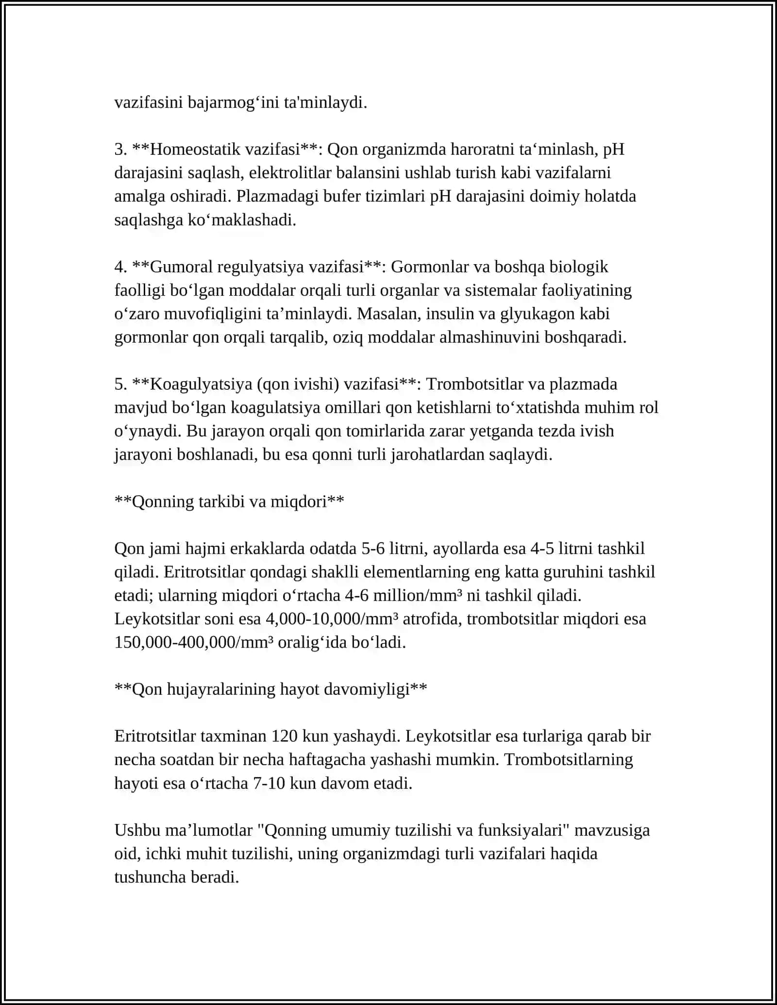 ICHKI MUHUT TOʻQIMASI. QON 4