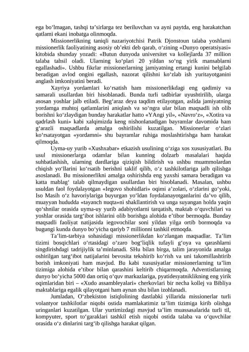 Missionerlik va prozelitizmning siyosiy - ijtimoiy xavfi. 4