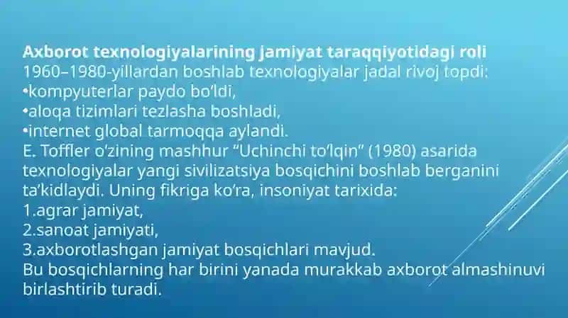 Axborotlashgan jamiyat va uning istiqbollari 4