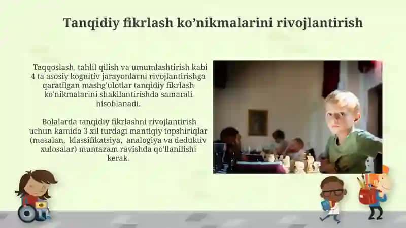 Bolalarda mantiqiy fikrlash tehnikasini shakllantirish shartlari 4