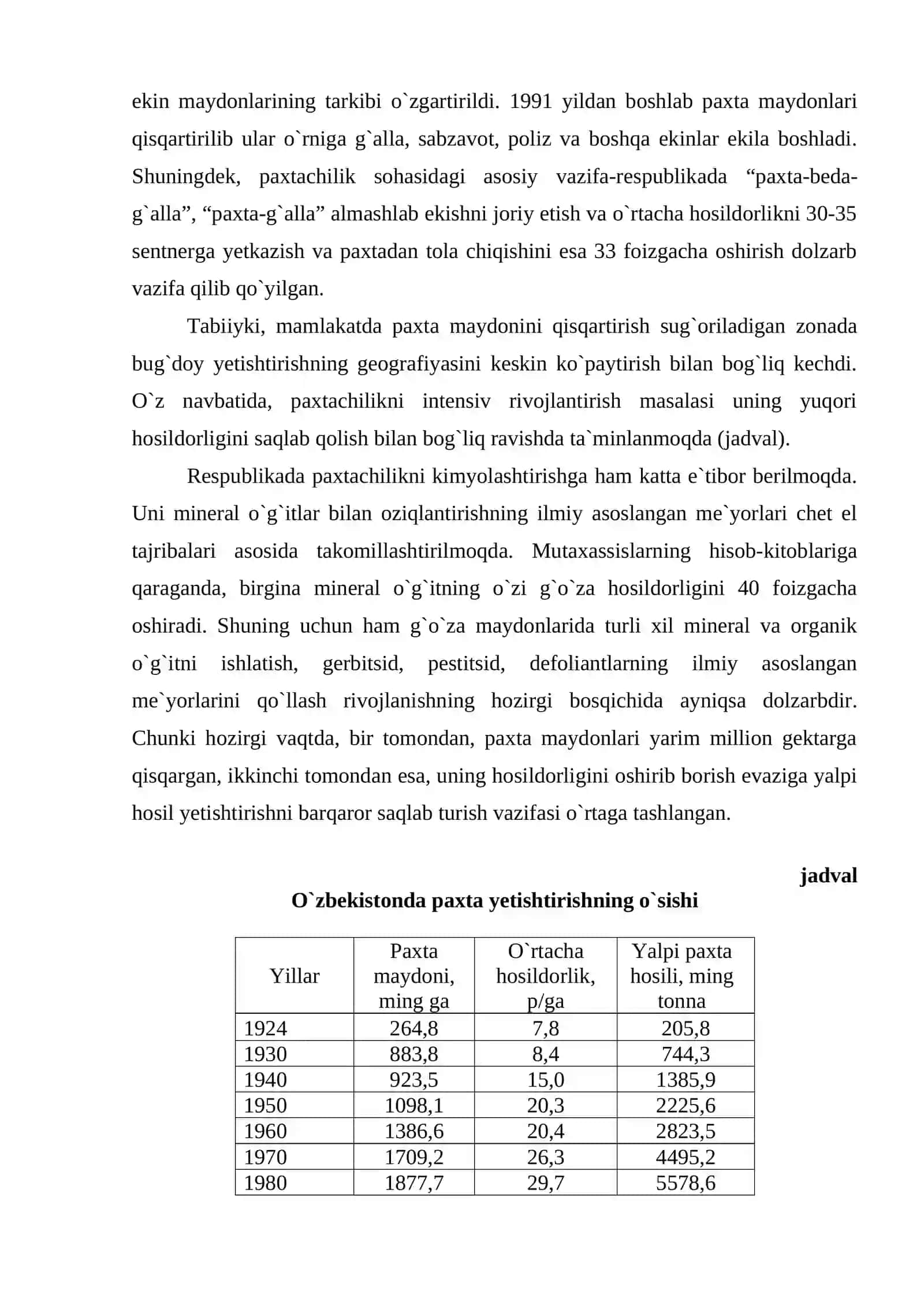 Mamlakatimizda dehqonchilik tarmoqlarining hozirgi rivojlanish holati va uni yanada rivojlantirish bo‘yicha amalga oshirilayotgan islohotlar 4