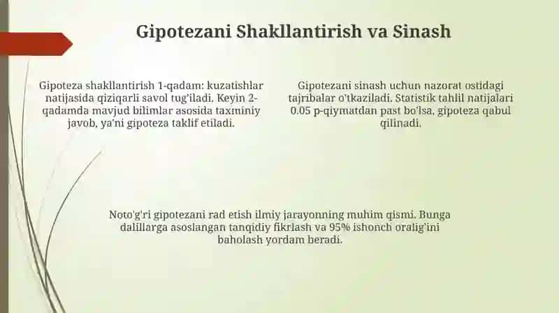 Gipotezalar va Ishonchli Bilim Asoslari 4