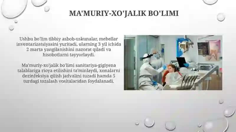 Davolash-profilaktikastomatologiyamuassasalariningasosiytarkibiybo'linmalari 4