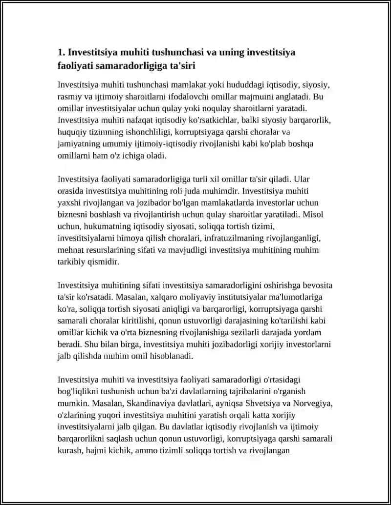 INVESTITSIYA FAOLIYATI SAMARADORLIGINI OSHIRISHDA INVESTITSIYA MUHITINING JOZIBADORLIGINI OSHIRISH 4