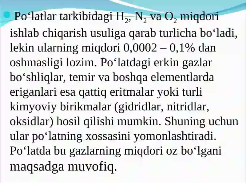 Uglerod va doimiy qo‘shimchalarning po‘lat xossalariga ta’siri 4