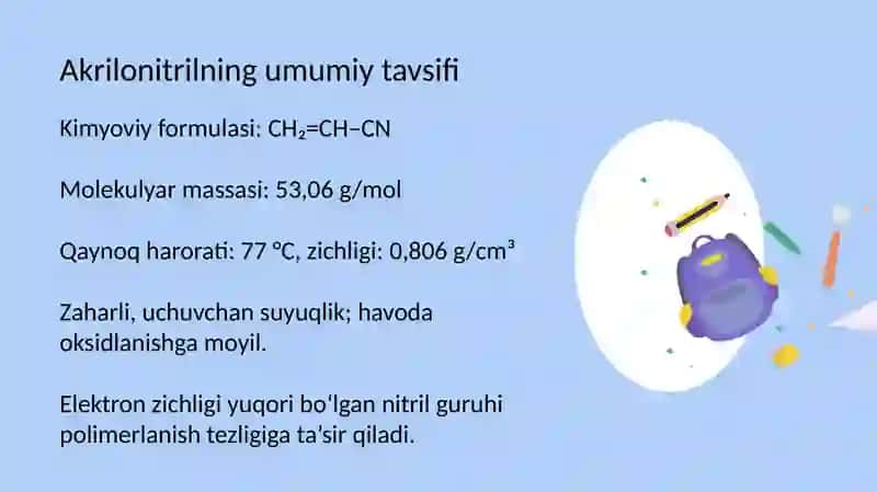 Akrilonitrilning oksidlanish–qaytarikish inisiatori bilan polimerlanishi 4