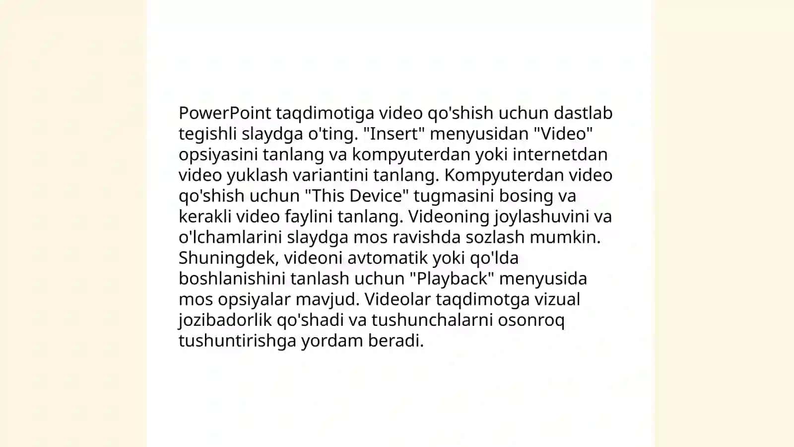 PowerPointda ovoz va video lavhalarga ishlov berish 4