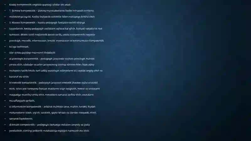 Kasbiy kompetensiyalar va uning ahamiyati bo‘yicha referat yozish 4