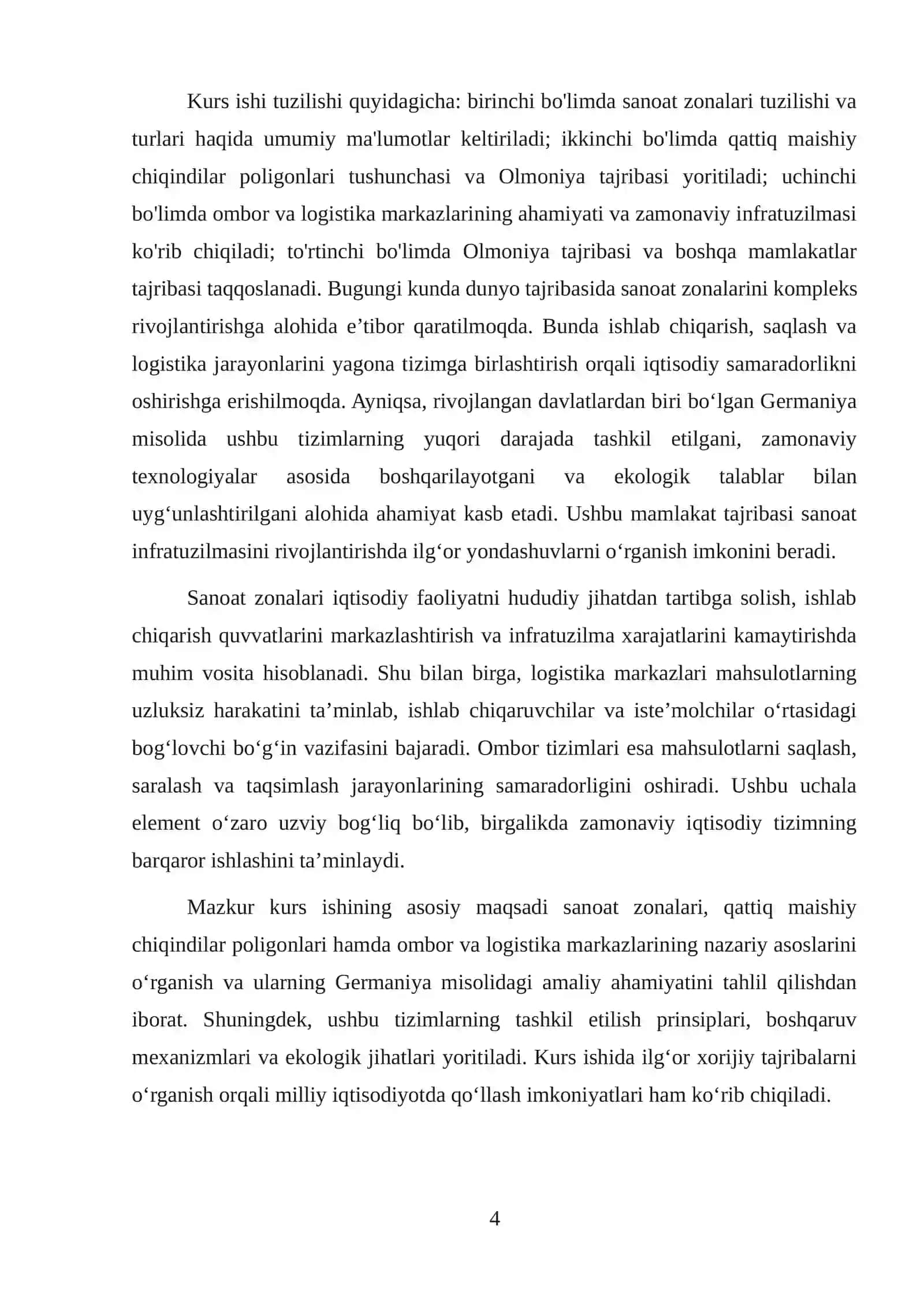 SANOAT ZONALARI: SANOAT MAYDONLARI, QATTIQ MAISHIY CHIQINDILAR POLIGONLARI, OMBOR VA LOGISTIKA MARKAZLARI (OLMONIYA MISOLIDA) 4