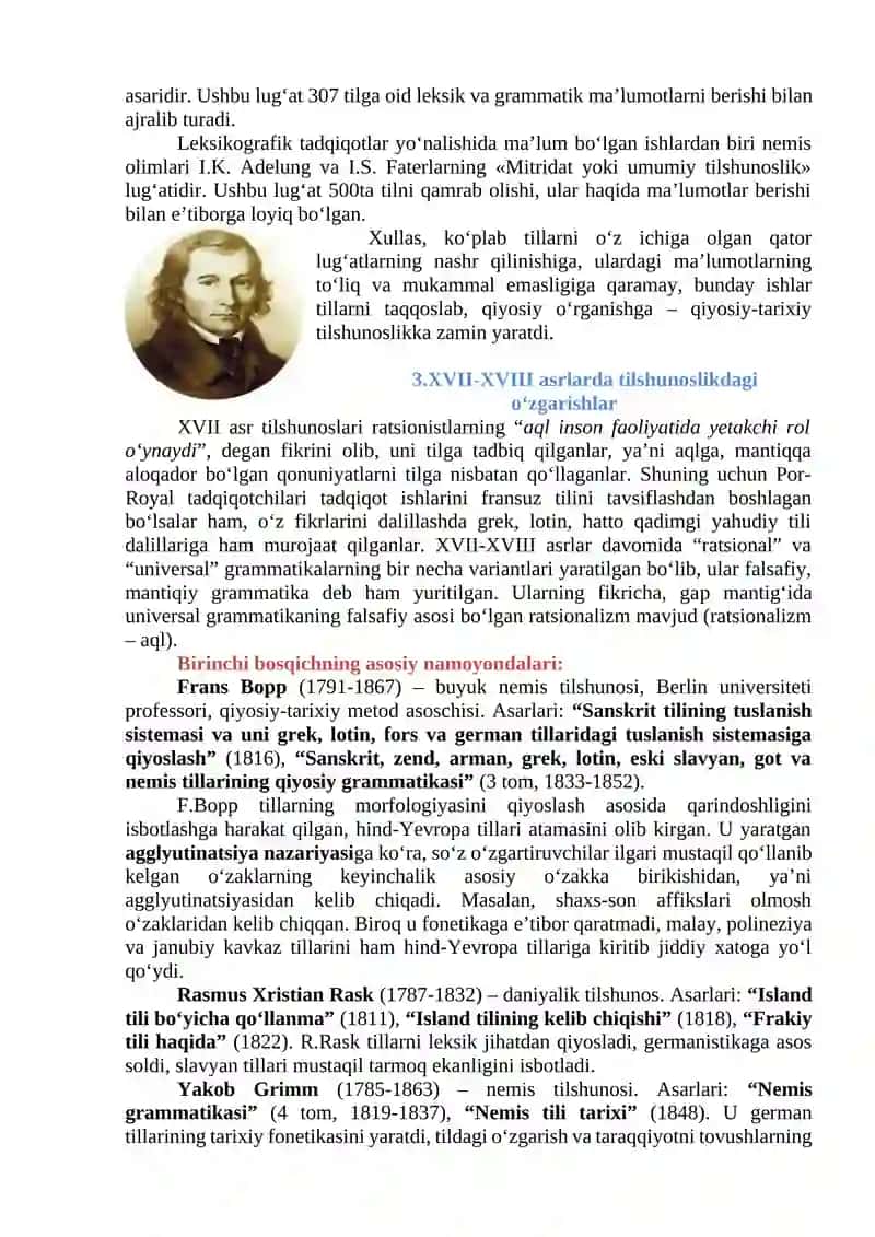 OʻRTA ASRLARDA YEVROPA VA RUS TILSHUNOSLIGI. UYGʼONISH DAVRI TILSHUNOSLIGI. UMUMIY RATSIONAL GRAMMATIKANING YARATILISHI. 4