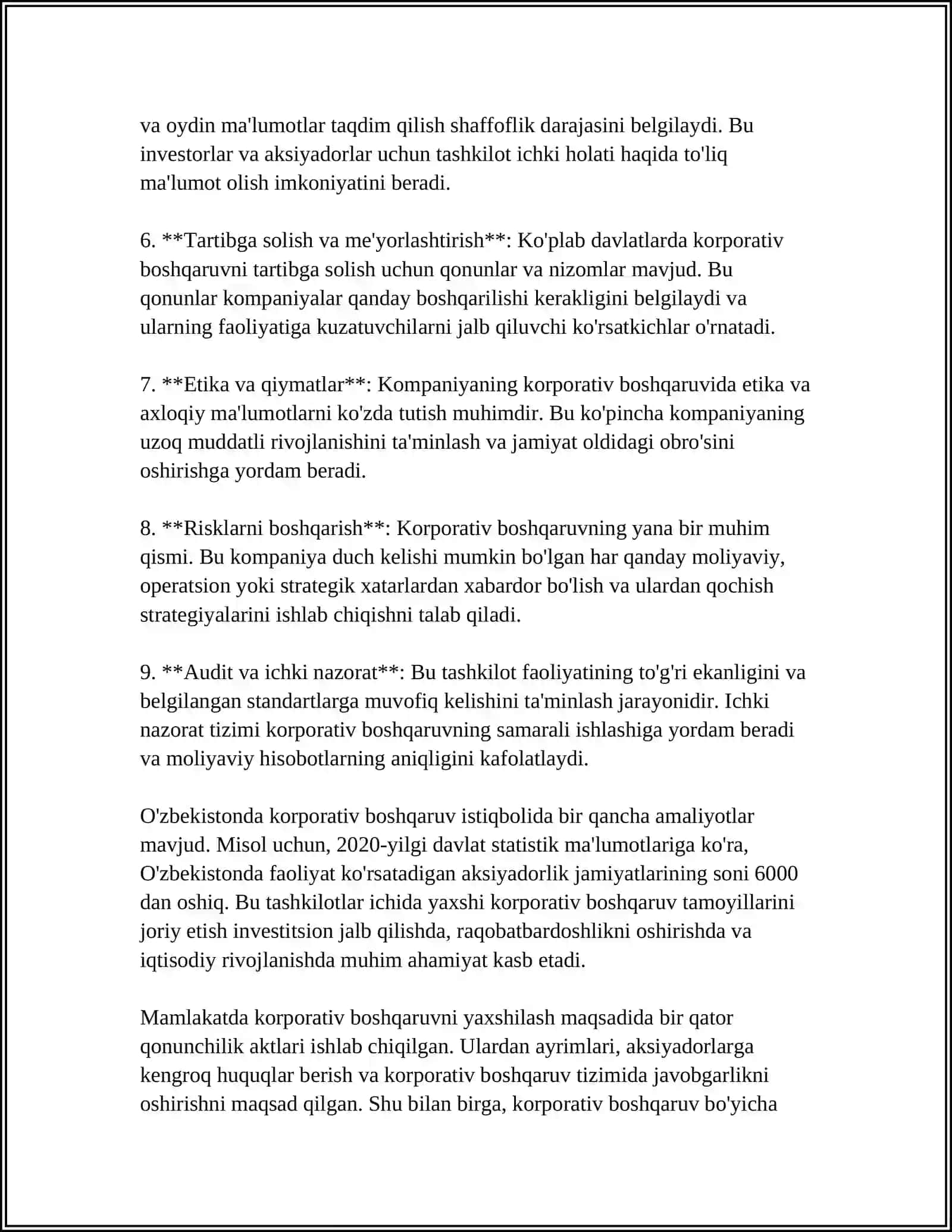 TASHQI AUDITORLAR UCHUN KORPORATIV BOSHQARUVNING AXAMIYATI 4