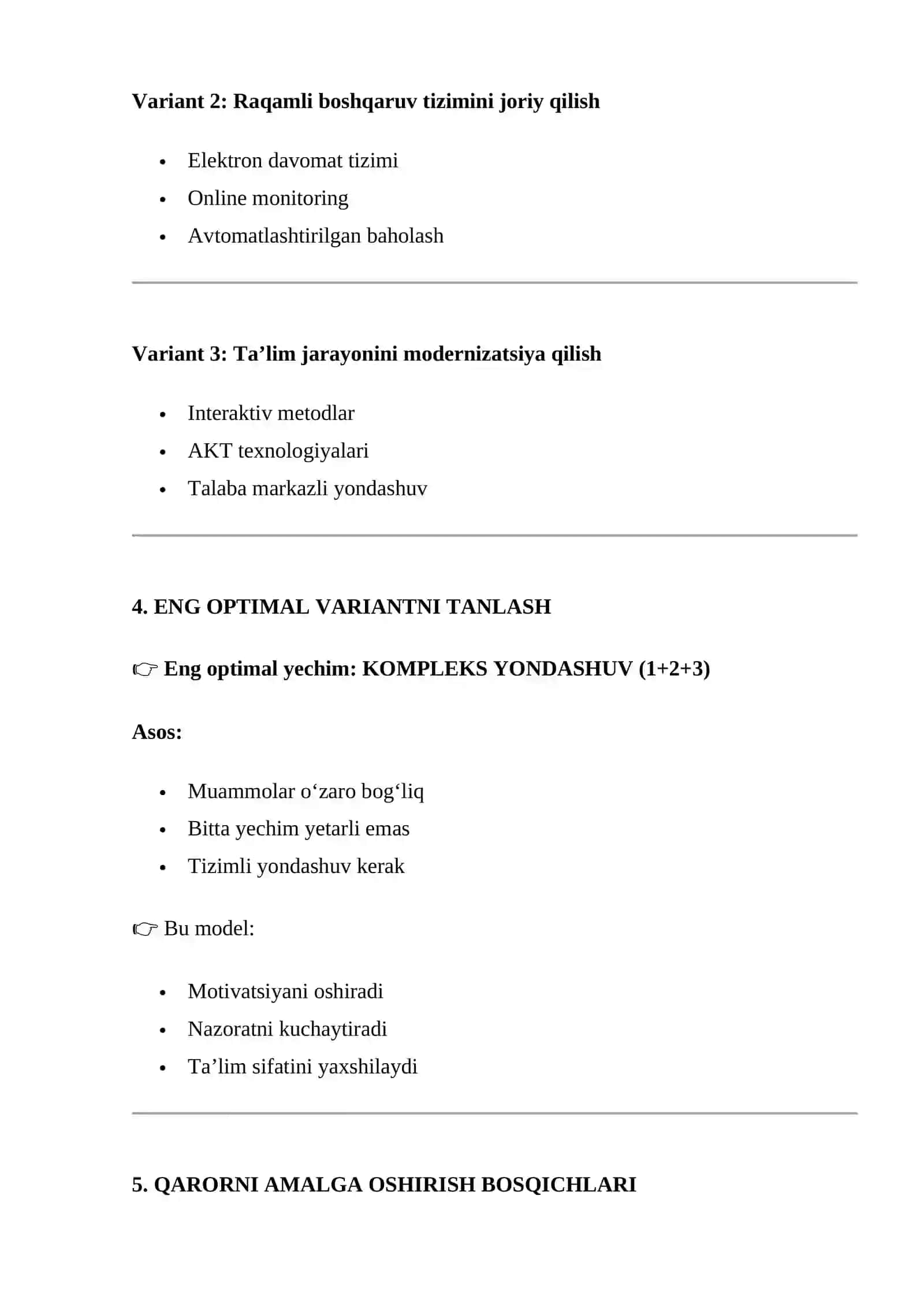 Ta’lim muassasasida boshqaruv muammolarini tahlil qilish va qaror qabul qilish 4