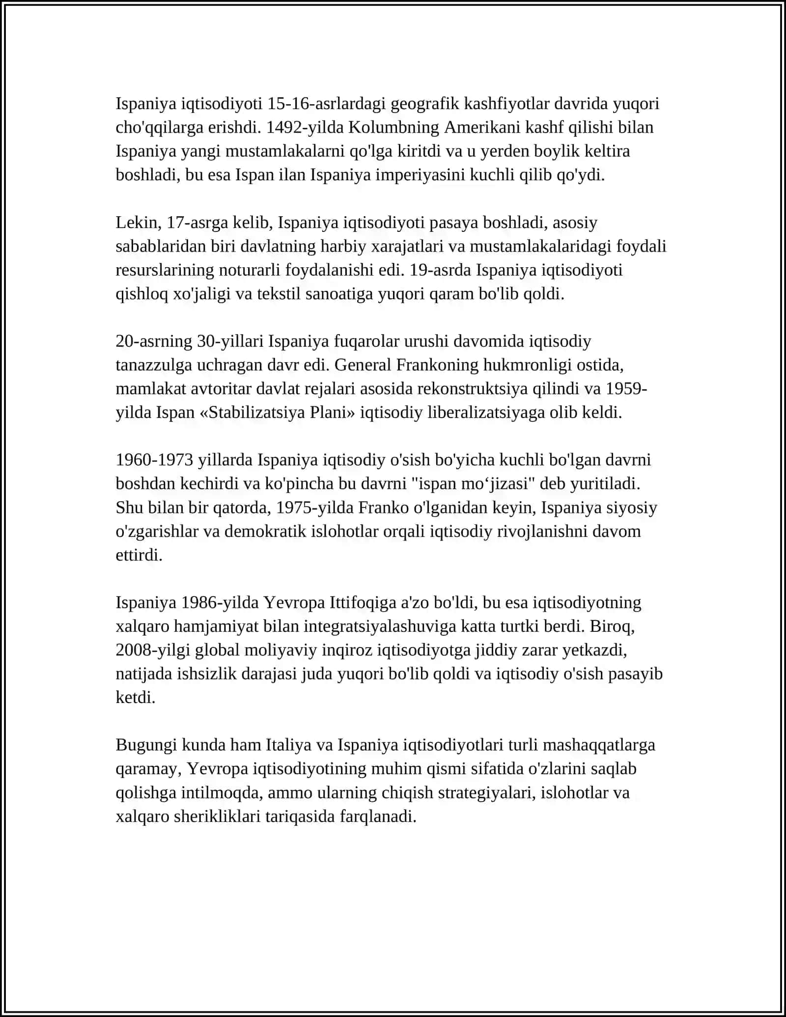 ITALIYA VA ISPANIYA DAVLARINI IQTISODIY SOLISHTIRMA TAHLIL 4