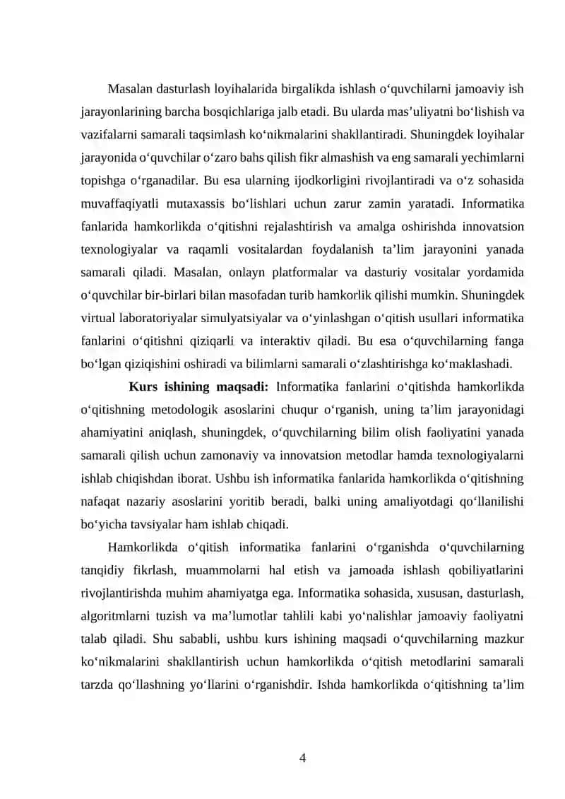 INFORMATIKA  VA AT NI O‘QITISHDA HAMKORLIKDA O‘QITISHNI REJALASHTIRISH 4