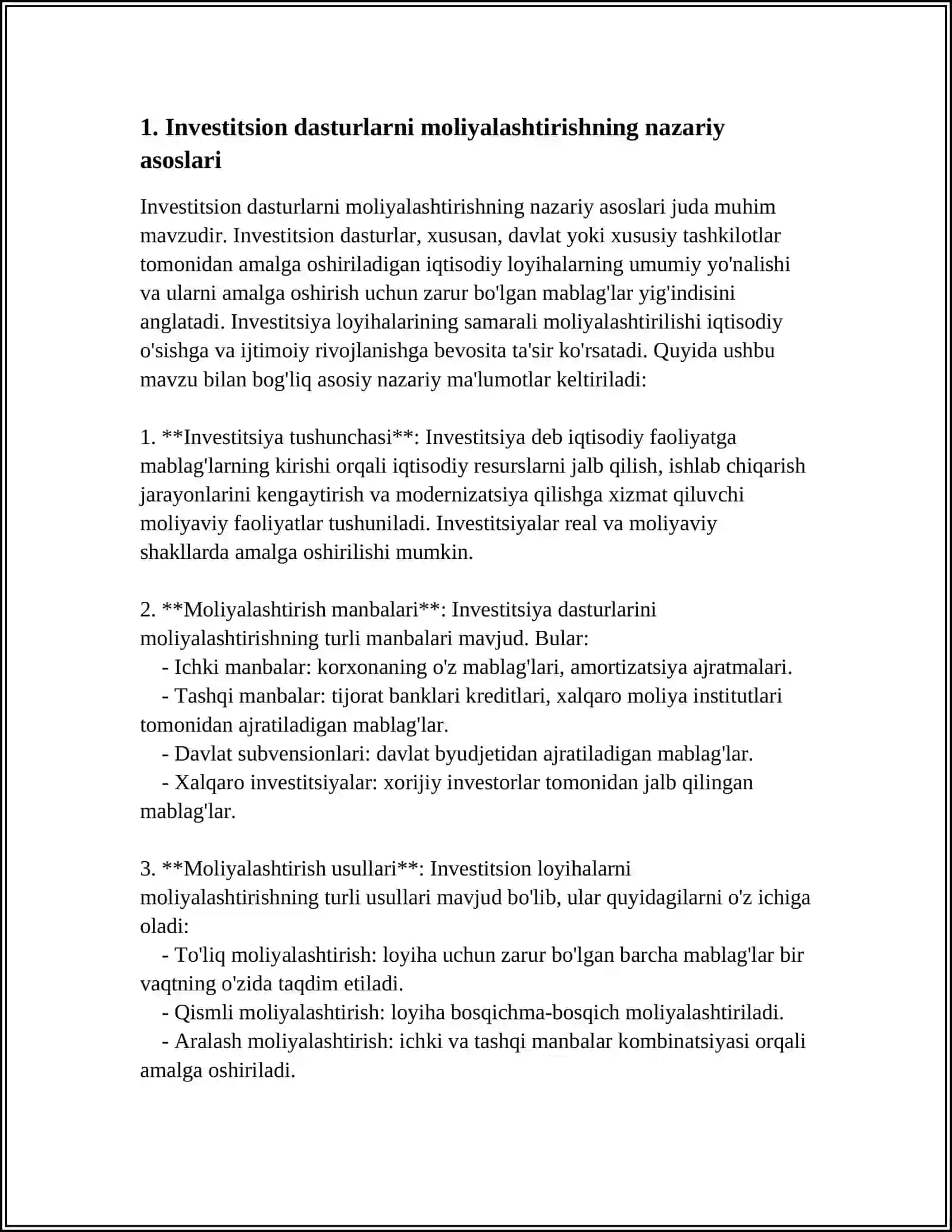 ISHLAB CHIQARISHNI YANGILASH VA MODERNIZATSIYALSH SHAROITDA INVESTITSION DASTURLAR MOLIYALAAHTIRISH NAZARIY ASOSLARI 4
