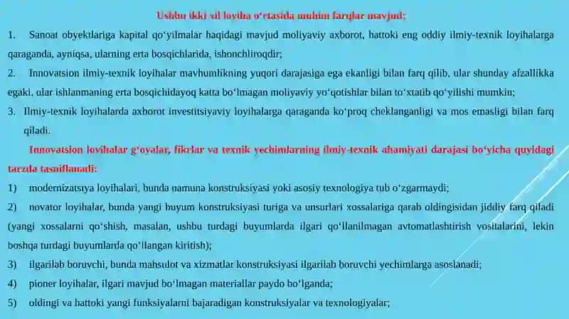 INNOVATSION JARAYONLAR VA ULARNI LOYIHALASHTIRISH 4