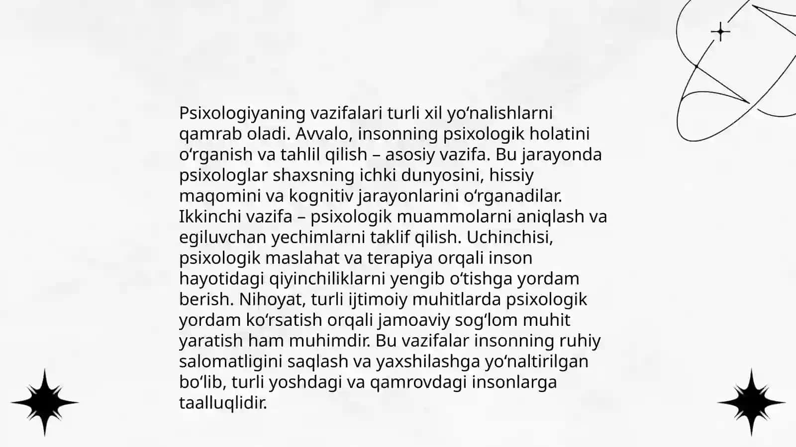Psixologiya fanining maqsad va vazifalari. Ong haqida tushuncha va uning hossalari 4