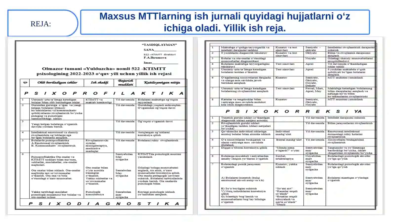 Koʻp tarmoqli ixtisoslashtirilgan maktabgacha taʼlim tashkiloti psixologining ish hujjatlari 4