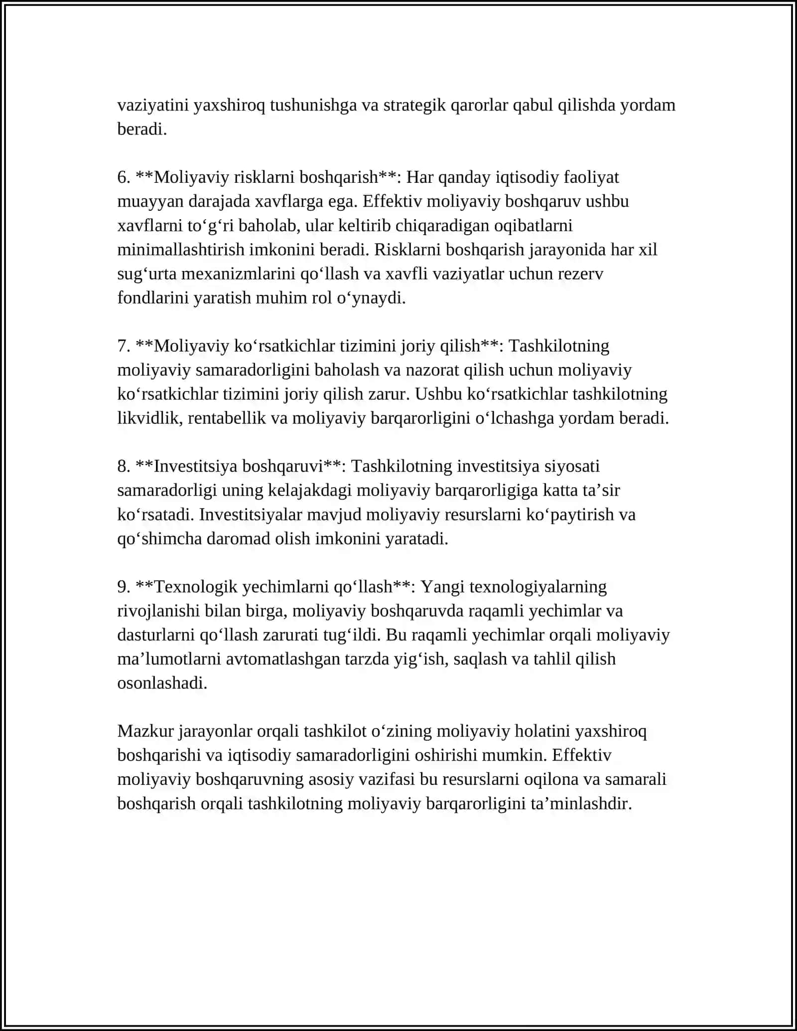 IQTISODIY NOCHORLIK (BANKROTLIK)NI OLDINI OLISH CHORA-TADBIRLARI 4