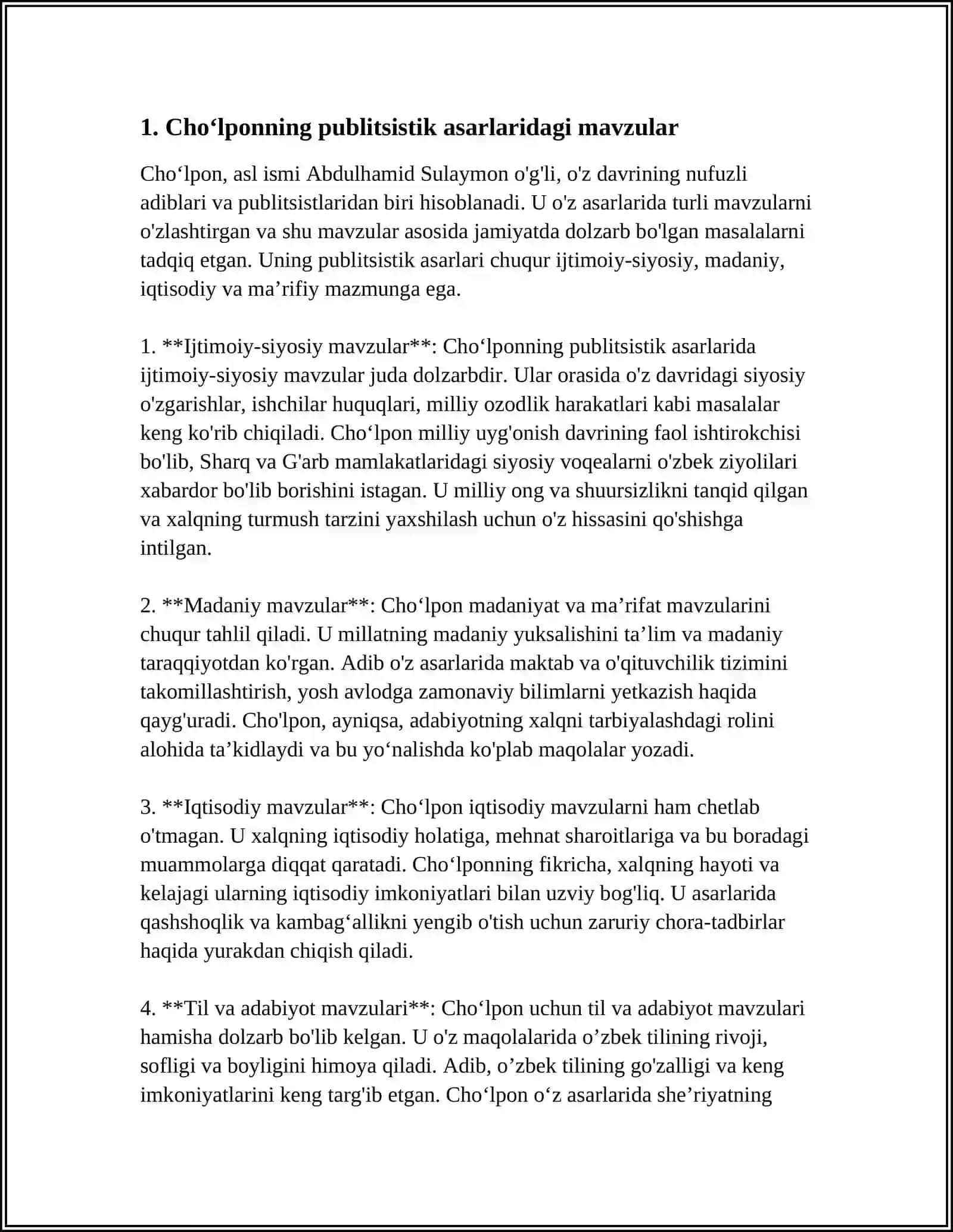 CHO‘LPONNING PUBLITSISTIKA ASARLARINI TAHLIL QILISH 4