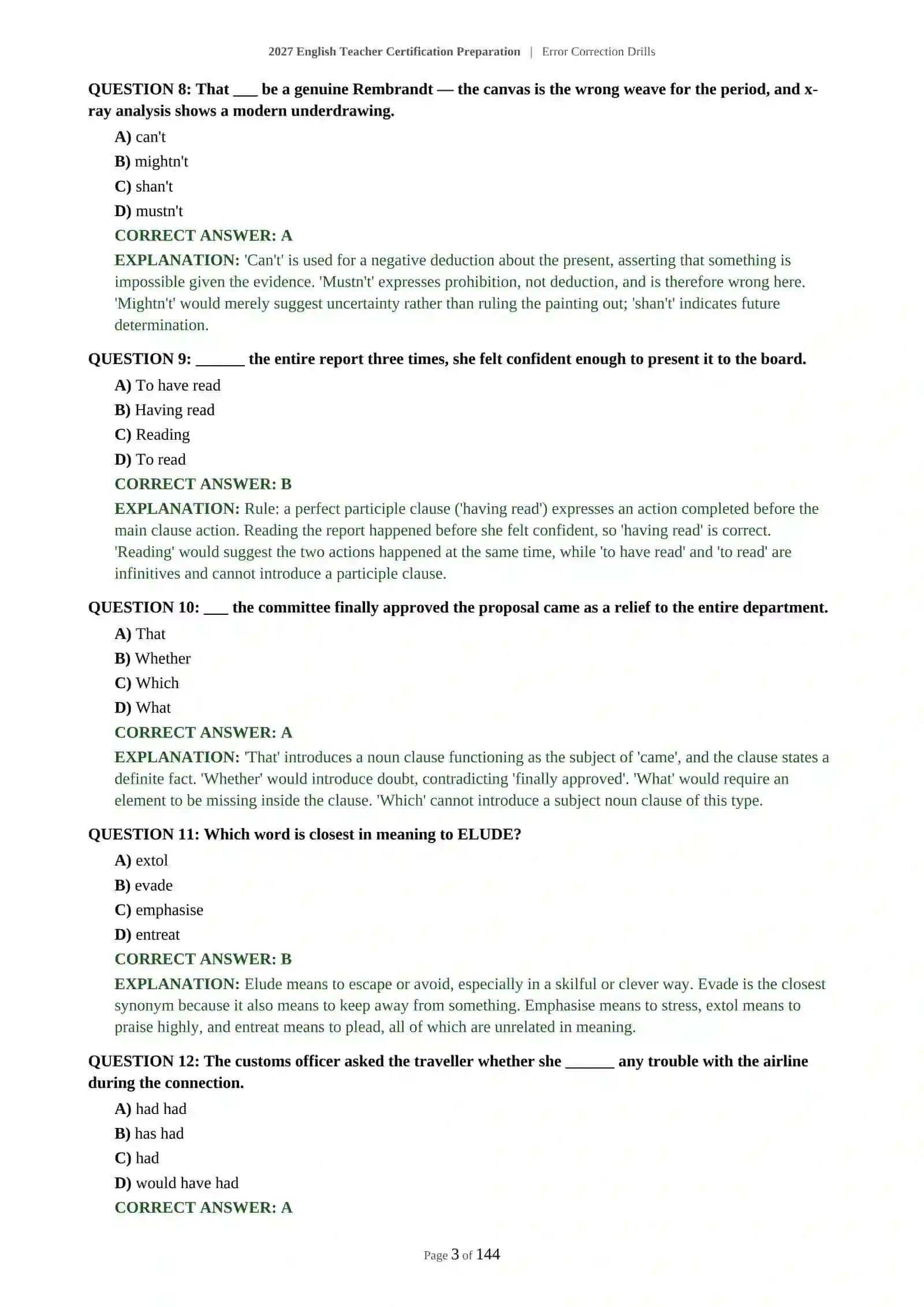 2027 English Teacher Certification Preparation | Error Correction Drills 4