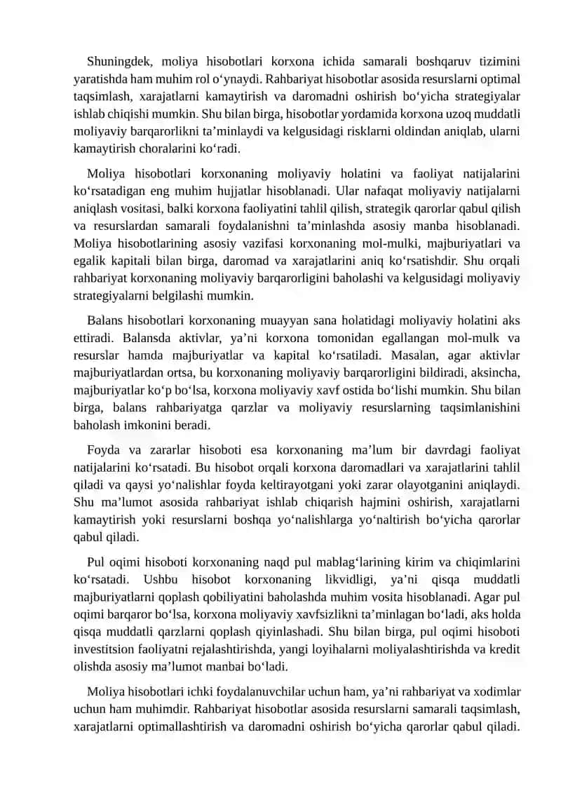 MOLIYAVIY HISOBOTLARNI TUZISH SHAKKLARI VA ULARGA QUYILADIGAN TALABLAR 4