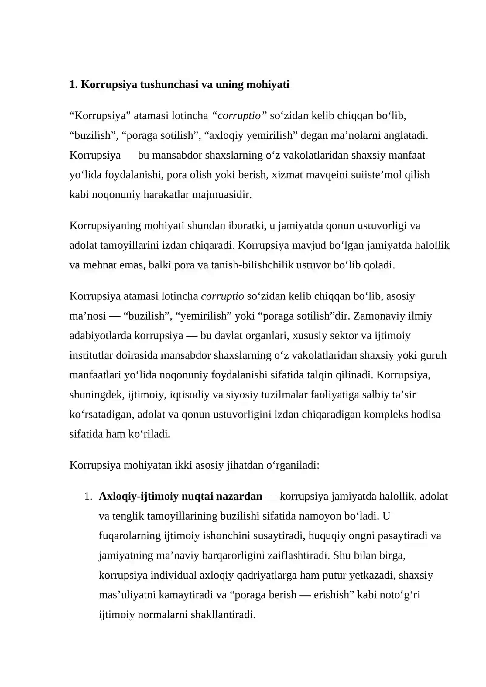 Korrupsiyaga qarshi kurash masalalari 4