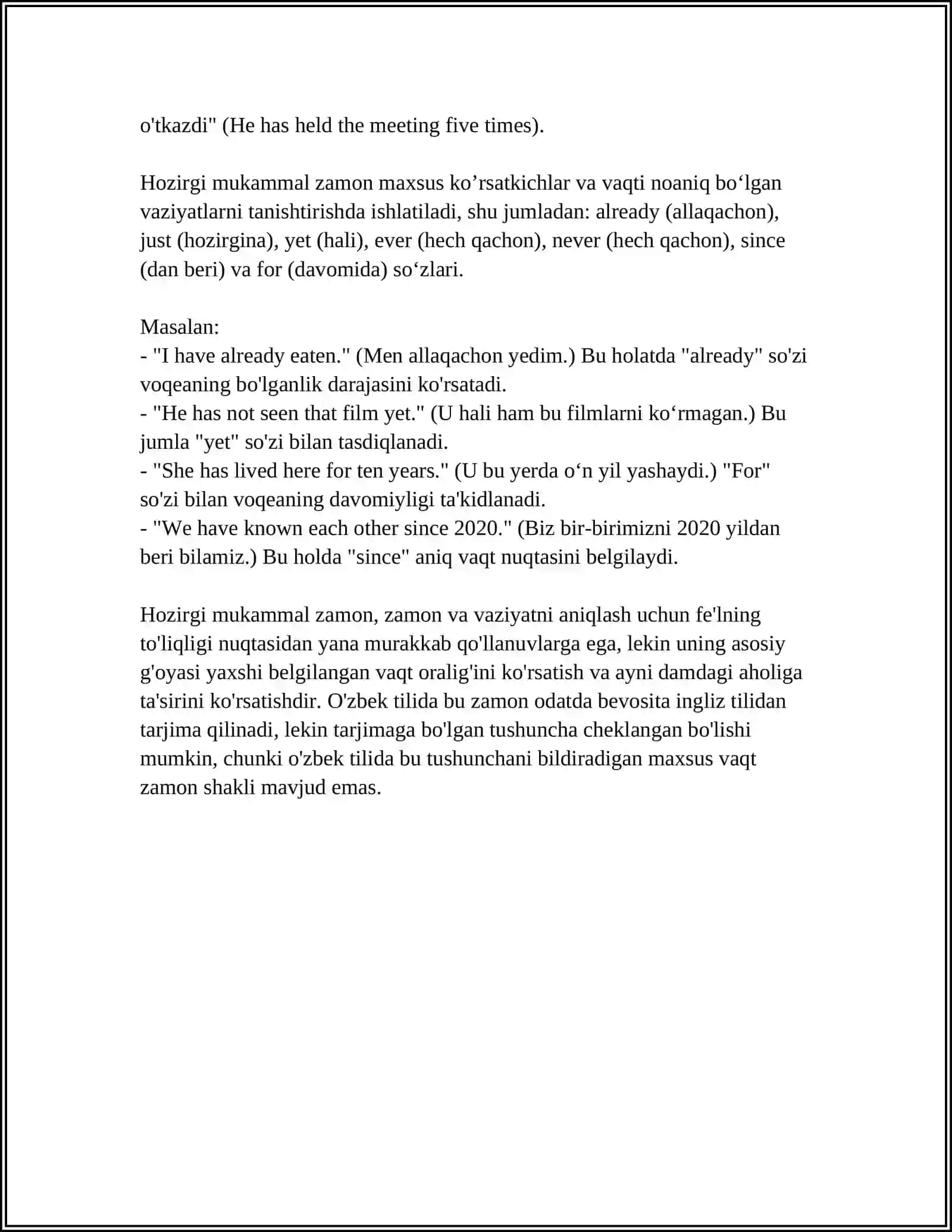 PRESENT PERFECT TENSE 4