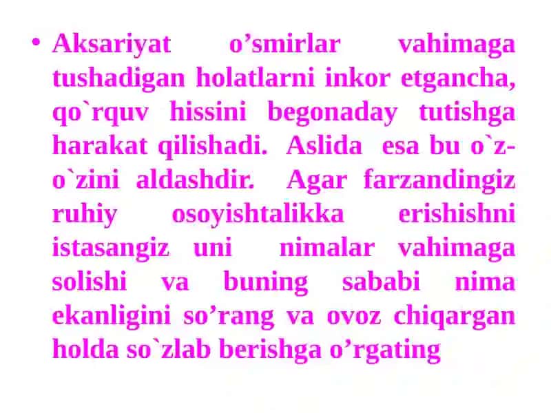 Qo`rquvning samarali usullari 4