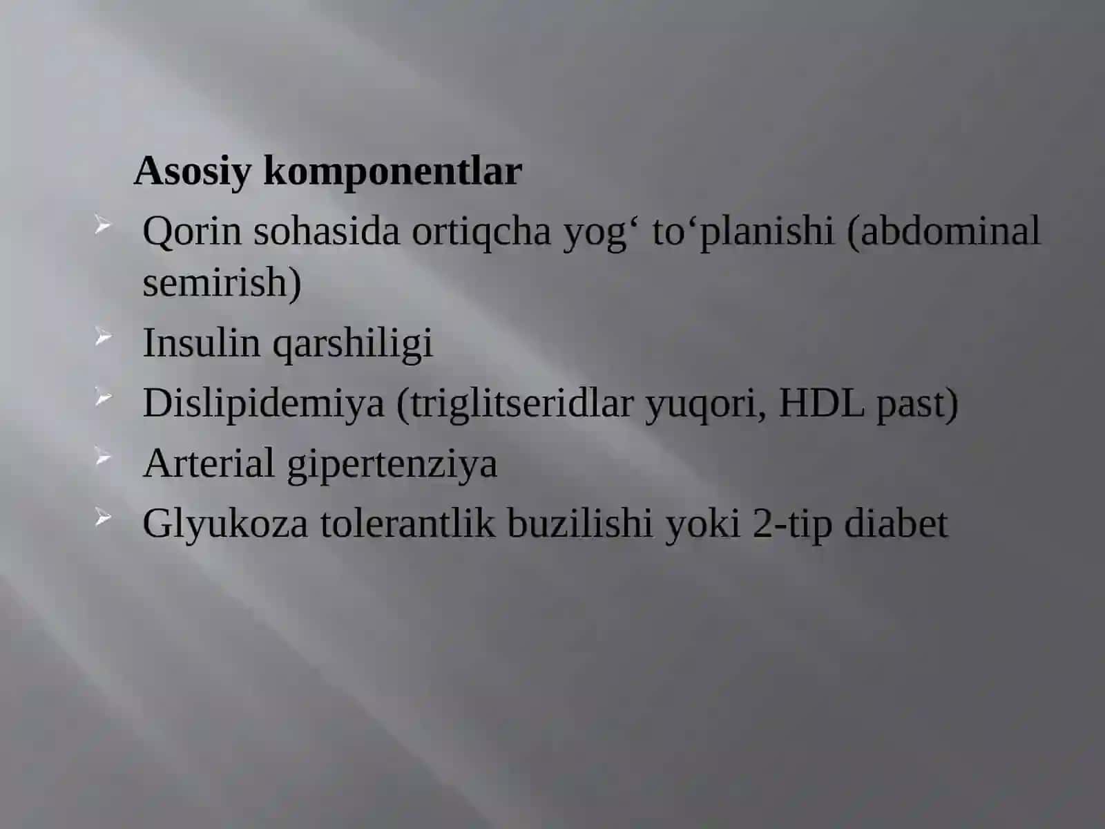 Metabolik sindrom kelib chiqishining biokimyoviy asoslari va asoratlari 4