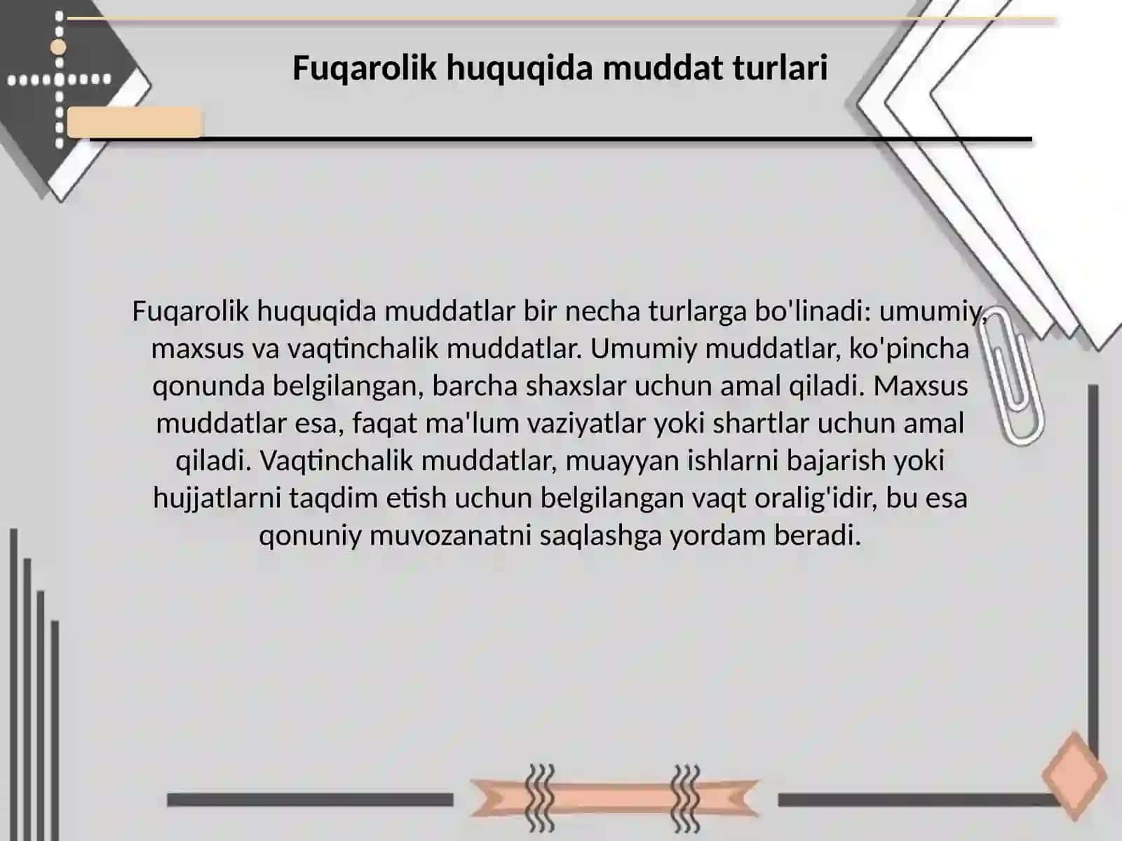 Fuqarolik huquqida muddatlar tushunchasi turlari va ularni hisoblash tartibi 4