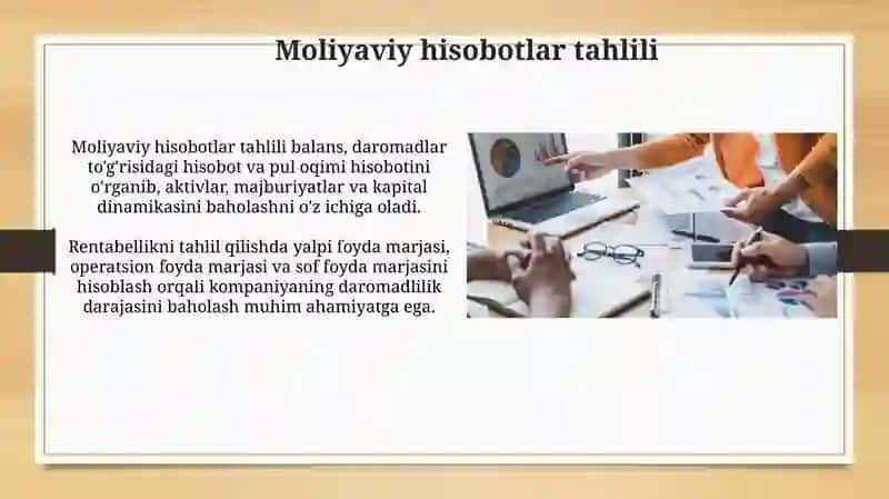 Rentabellik ko'rsatkichlarini real korxonamisolidaaniqlash 4