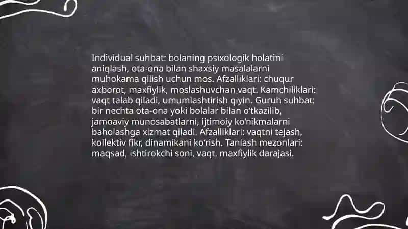 Maktabgacha ta'lim tashkilotlarida suhbat metodlaridan foydalanish texnologiyasi 4